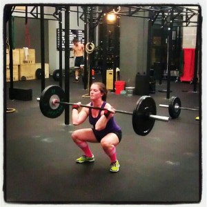 Jenni Hartman dynamic effort front squats at The Foundry